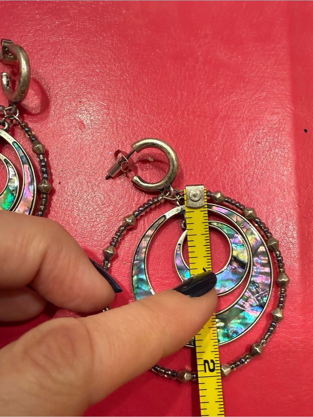 Free People Iridescent Abalone Hoop Drop Earrings - Picture 10 of 11